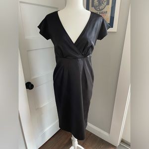 DKNY satin black cocktail dress - empire waistline - sz 6